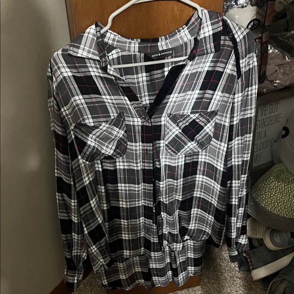Rock & Republic Tops - Rock & Republic Black, White, and Red Plaid Women's Shirt